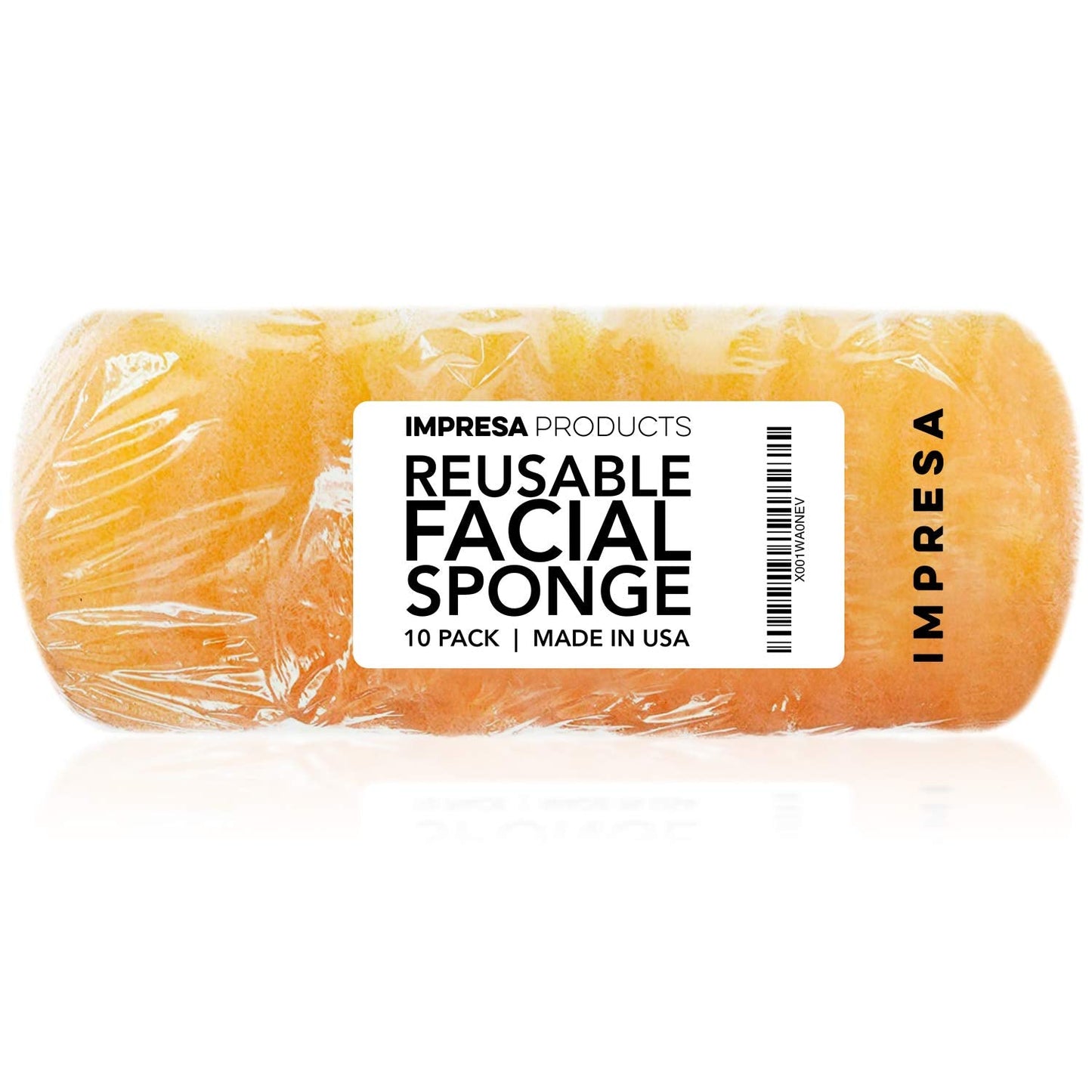 IMPRESA Face Scrubber Exfoliator Sponges - Regular Puff - Natural Medical-Grade Foam - 10 Pack Reusable Exfoliating Pads - Deep Cleanse & Dead Skin Removal - Normal to Oily Skin