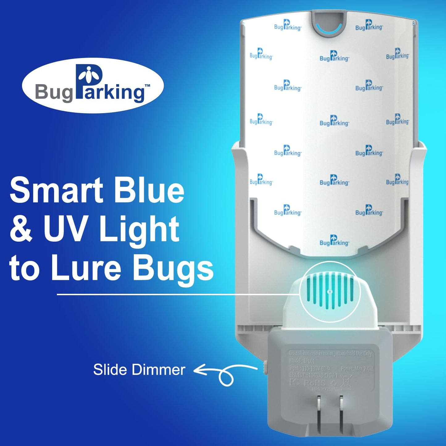 Flying Insect Trap for Indoors: Light Trap Captures Fruit Flies, Gnats, and Houseflies, BUG PARKING 1 Device and 3 Refills Silent Bug Catcher with UV Light for Indoor-Plants, Kitchen