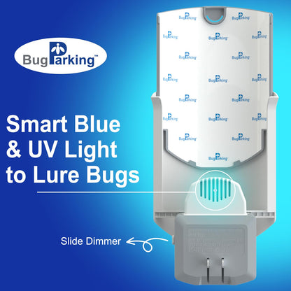 Flying Insect Trap for Indoors: Light Trap Captures Fruit Flies, Gnats, and Houseflies, BUG PARKING 1 Device and 3 Refills Silent Bug Catcher with UV Light for Indoor-Plants, Kitchen