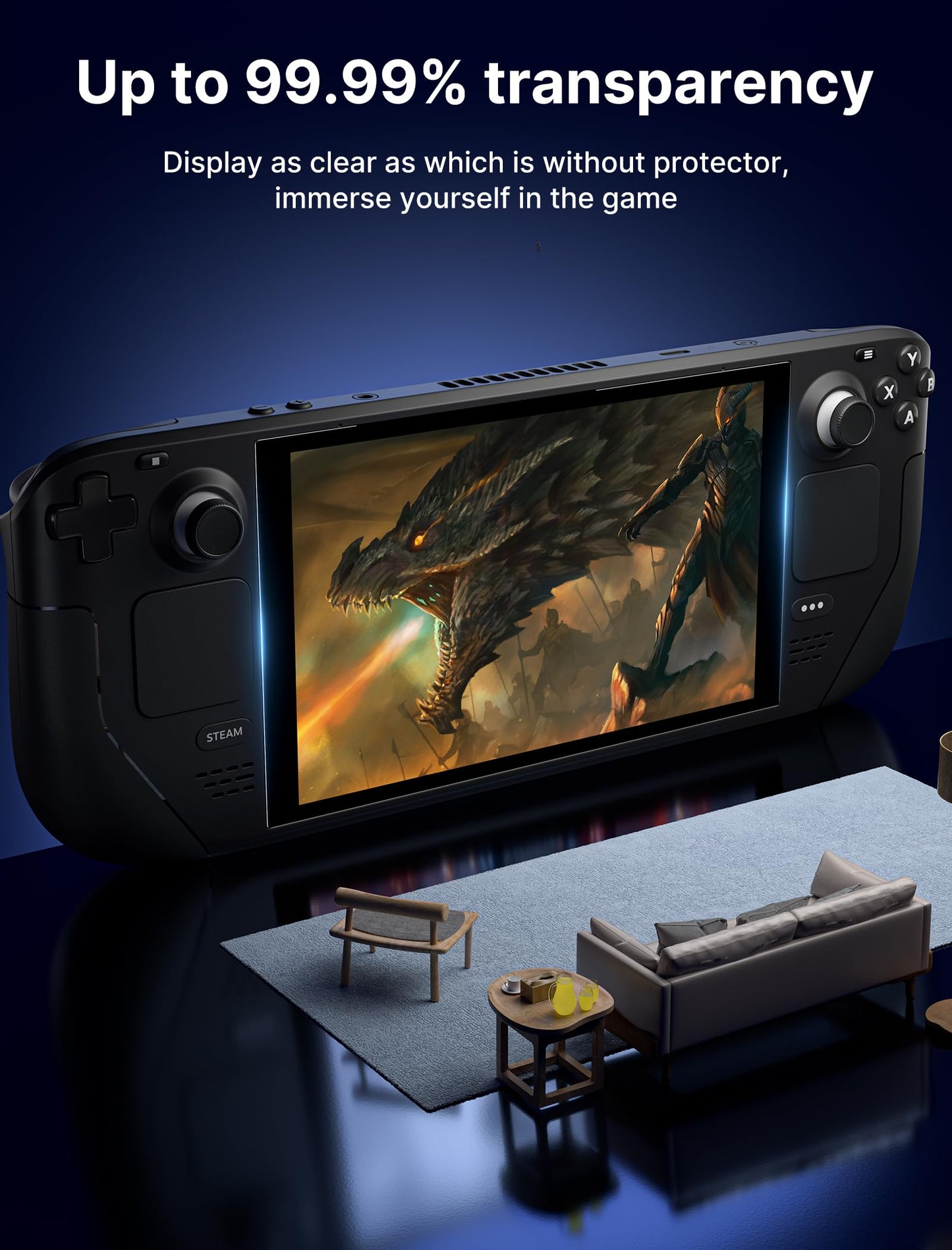 JSAUX 2-Pack Screen Protector for Steam Deck, Ultra HD Glass Protector 9H Hardness Easy to Install with Guiding Frame Scratch Resistant Tempered Glass for Steam Deck OLED, Come with Toolkits