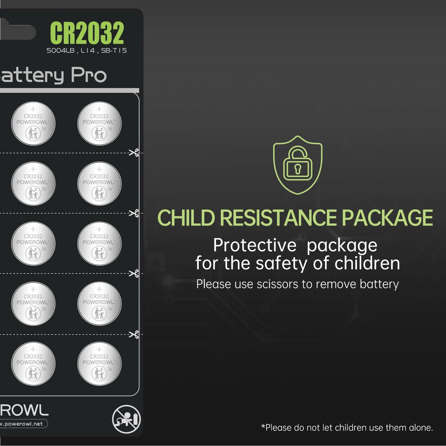 POWEROWL High Capacity CR2032 Battery (20-Pack) 3v Lithium Batteries, Leak-Free, Long Lasting Cr 2032