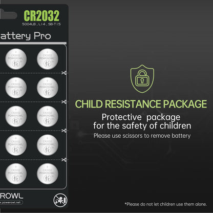 POWEROWL High Capacity CR2032 Battery (20-Pack) 3v Lithium Batteries, Leak-Free, Long Lasting Cr 2032
