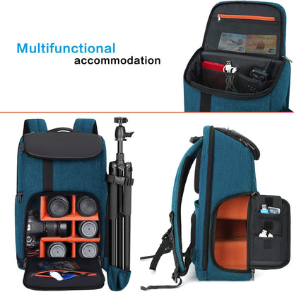 MOSISO Camera Backpack, DSLR/SLR/Mirrorless Large Men/Women Photography Camera Bag Case with 17.3 inch Laptop Compartment&Tripod Holder&Rain Cover Compatible with Canon/Nikon/Fuji/Laptop, Teal Blue