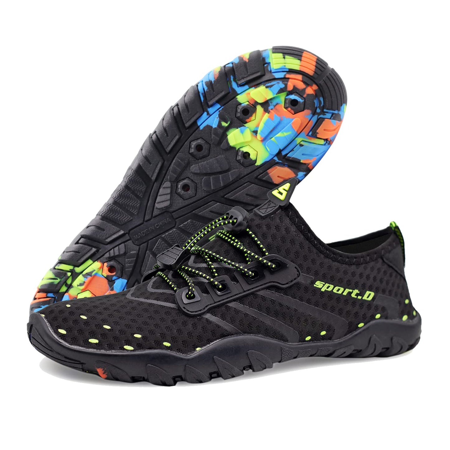 Joelynne Water Shoes for Women Men, Quick Dry Barefoot Aqua Shoes Beach Swim Sports Outdoor Hiking Diving Surf, 1 Carbon Black, 10 Women/8 Men