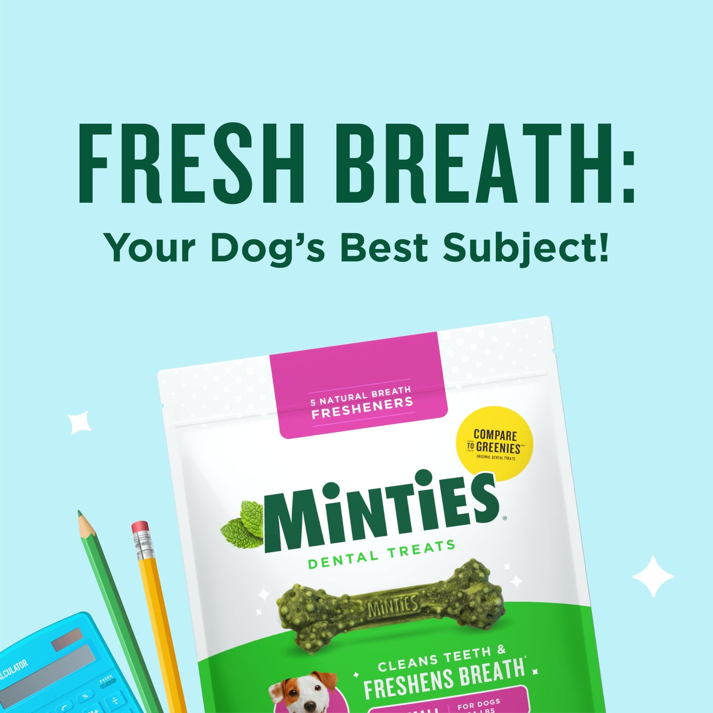 Minties Dental Chews for Dogs, 40 Count, Vet-Recommended Mint-Flavored Treats for Tiny/Small Dogs 5-24 lbs, Dental Bones Clean Teeth, Fight Bad Breath, and Removes Plaque and Tartar