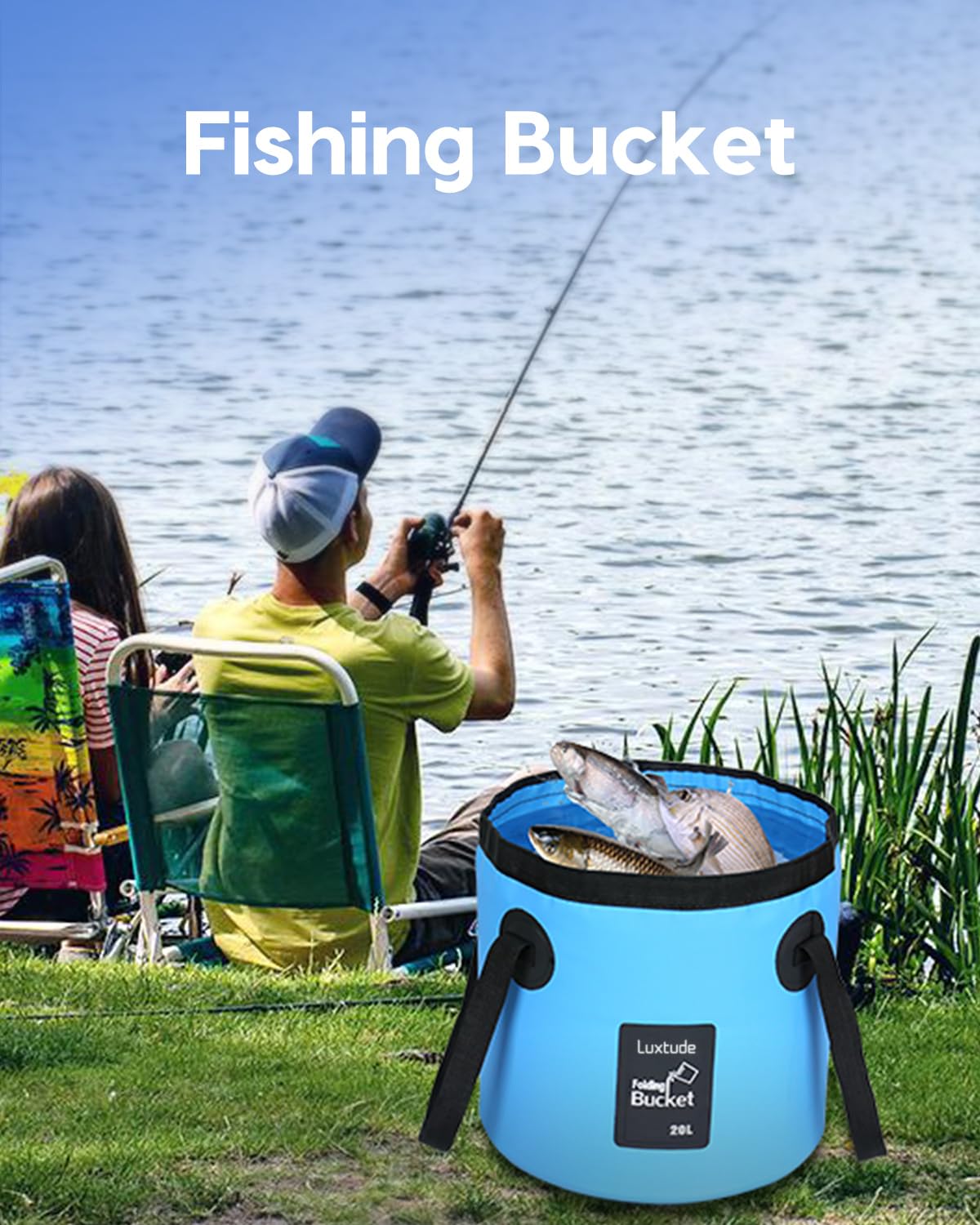 Luxtude Collapsible Bucket, 5 Gallon Bucket(20L), Beach Buckets, Fishing Buckets, Portable & Ultra Lightweight Outdoor Basin Container, Folding Basin Container for Fishing, Camping, Hiking, Beaching