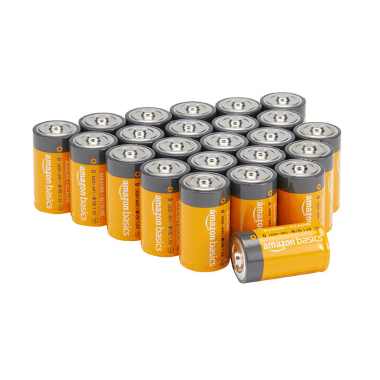 Amazon Basics 24-Pack D Cell Alkaline All-Purpose Batteries, 1.5 Volt, 5-Year Shelf Life