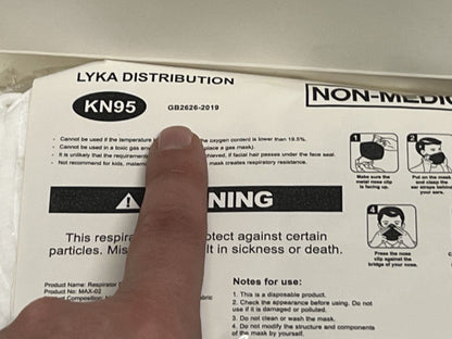 Lyka Distribution KN95 Face Masks - 50 Pack - 5 Layer Protection Breathable Face Mask - Filtration>95% with Comfortable Elastic Ear Loop | Non-Woven Polypropylene Fabric