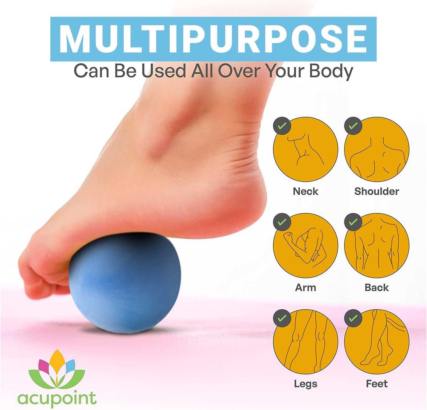 Acupoint Physical Massage Therapy Ball Set - Ideal for Yoga, Deep Tissue Massage, Trigger Point Therapy and Myofascial Release Physical Therapy Equipment