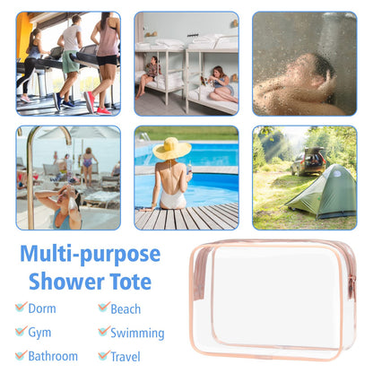 PACKISM TSA Approved Toiletry Bag - Clear Makeup Bags in 2 Size, Durable with Supporting Frame, Perfect for Travel Essentials, Carry-on Airport Airline Compliant Bag, Rose Pink