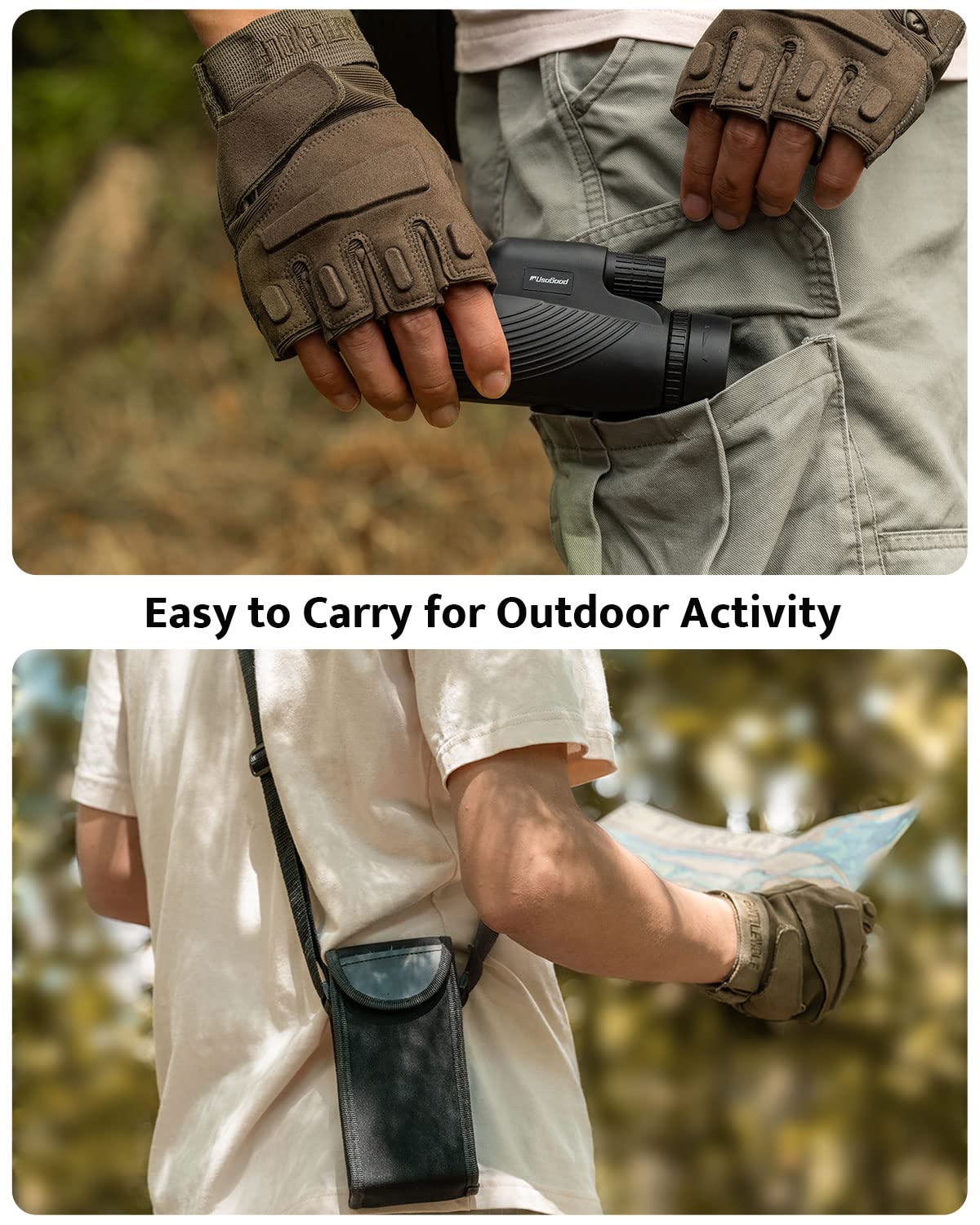 Monocular Telescope, 10x42 Monoculars for Adults, Usogood Compact Portable Waterproof Monocular with Hand Strap, Lightweight Handheld Pocket Telescope for Bird Watching