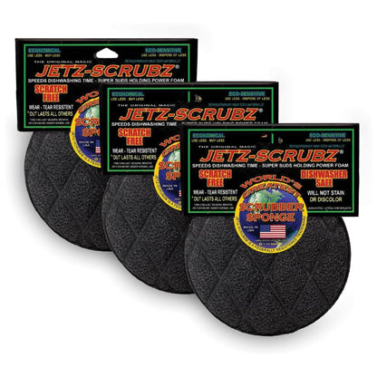 Jetz-Scrubz Scrubber Sponge, J22/3, Round, Set of 3, Made in the USA