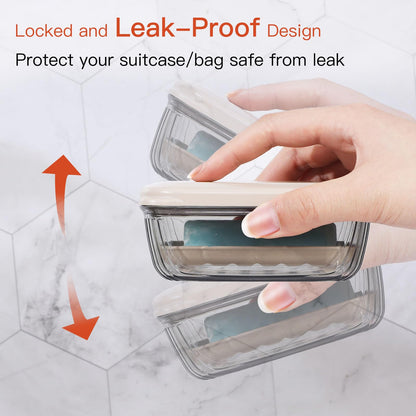 Quatish Bar Soap Holder Dish, Leakproof Travel Soap Case for Shower, Portable Travel Size Toiletries Camping Essentials for Gym, Dorm, Bathroom, Khaki