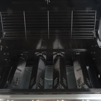 Grill Boss 4 Burner Propane Gas Grill, Portable BBQ w/Lid, Wheels & Side Shelves, Black - Grilling Accessories and Equipment for Camping, Tailgating, Outdoor Barbecue and Cooking