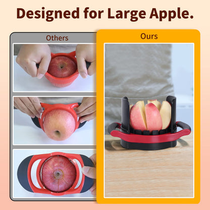 OOKUU Apple Slicer Corer, [Large Size] 8-Blade Heavy Duty Apple Cutter with Base, [Upgraded] Cut Apples All The Way Through, Stainless Steel Ultra-Sharp Blade, Fruit & Vegetable Divider, Wedger, Red