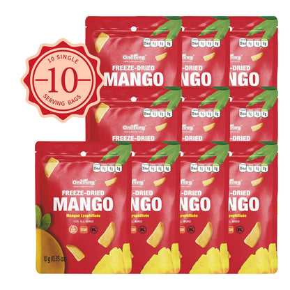 ONETANG Freeze-Dried Fruit Mango Chips, 10 Pack Single-Serve Pack, Non GMO, Kosher, No Add Sugar, Gluten free, Vegan, Holiday Gifts, Healthy Snack 0.35 Ounce