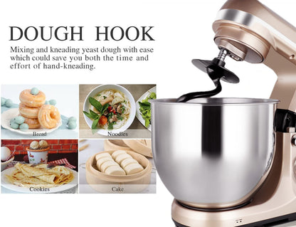 MURENKING Professional Stand Mixer, 6-Qt with Timer, MK37 500W 6-Speed Tilt-Head Food Electric Mixer Kitchen Machine,Plastic (Champagne)