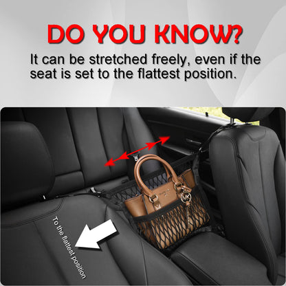 AMEIQ Car Accessories, Organizer Storage Between Front Seats, Purse Handbag Holder of 3 Layers Mesh Net Pocket Bag, Backseat Dog Pet Barrier, Patented