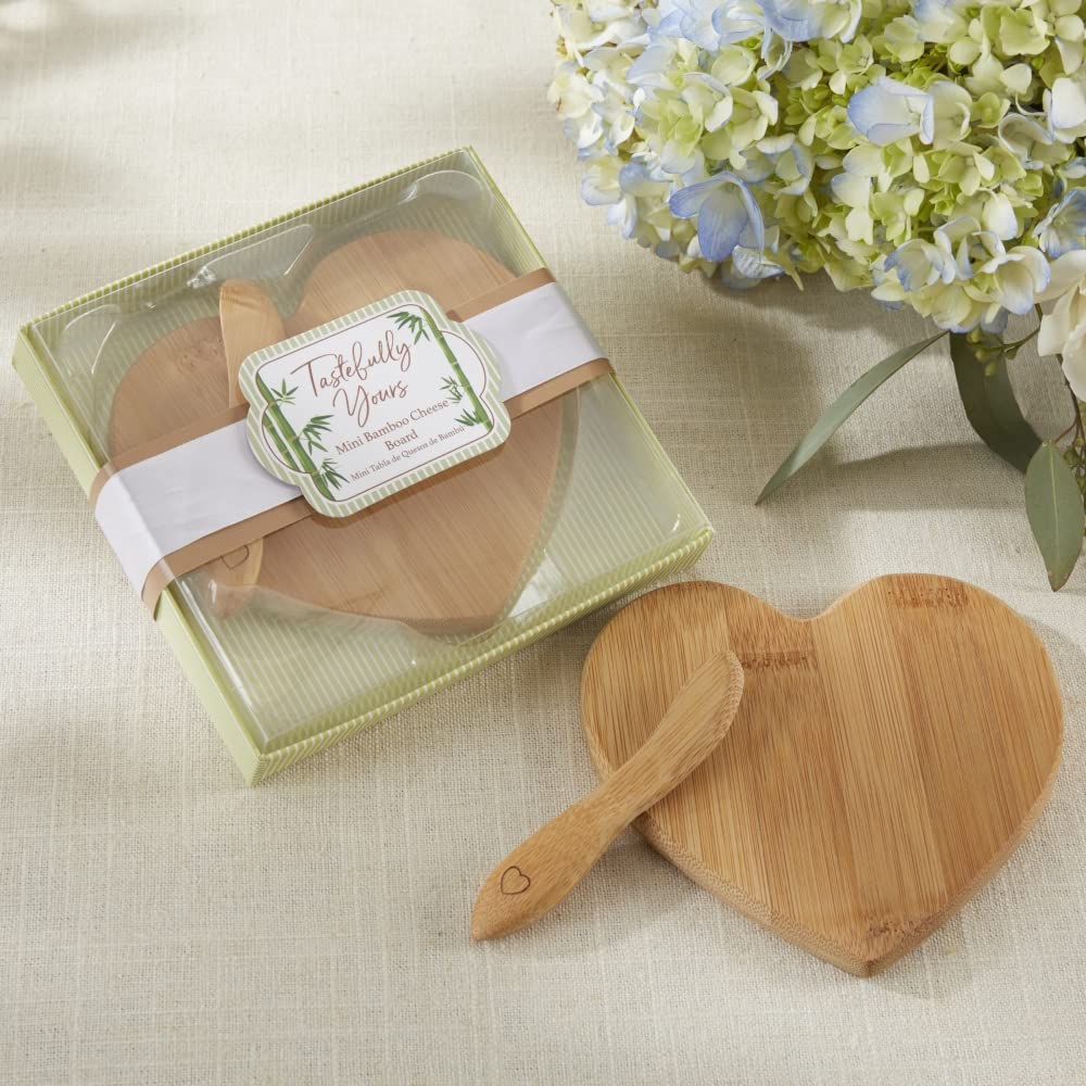 Kate Aspen Tastefully Yours Heart-Shaped Bamboo Cheese Board, Miniature Cutting Board, Sage Green/Brown, 4.5" H x 5" W, One Size