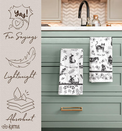Karma Boho Tea Towels Cat 18" x 22"