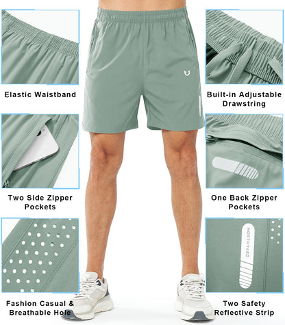 NORTHYARD Men's Athletic Running Shorts Quick Dry Workout Shorts 7"/ 5"/ 9" Lightweight Sports Gym Basketball Shorts Hiking Exercise LODENFROST-5inch L