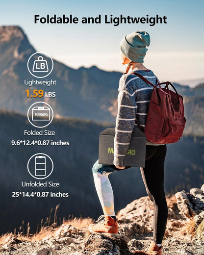 MARBERO 30W Solar Charger >23% High Efficiency Foldable Portable Solar Panel for Power Station Phones Tablets 2 USB Ports & DC Fast Charging IP65 Waterproof for Camping Outdoor Backpacking Cloudy