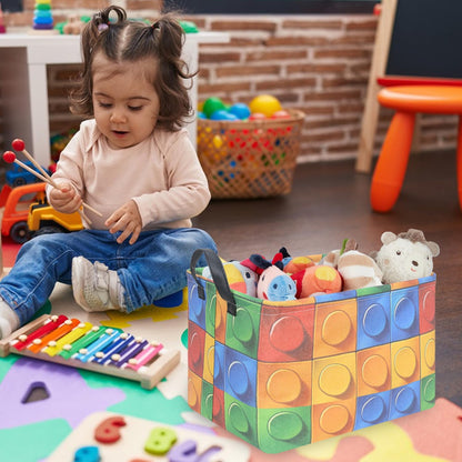 FXOLCSHE Building brick Basket,Building block book storage box,Laundry hamper,Waterproof foldable Kid's laundry basket,Shelf box,Baby Room decor(Building block)