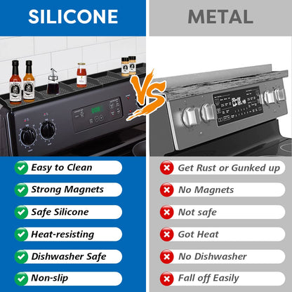 Hydream Stove Top for Silicone Shelf,30 Inch Magnetic Shelf Over the Stove Spice Rack,Kitchen Organizer Magnet Above Stovetop Back of Flat Storage Suctioned-Black