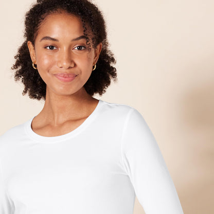 Amazon Essentials Women's Regular-Fit Long-Sleeve Crewneck T-Shirt (Available in Plus Size), White, Medium