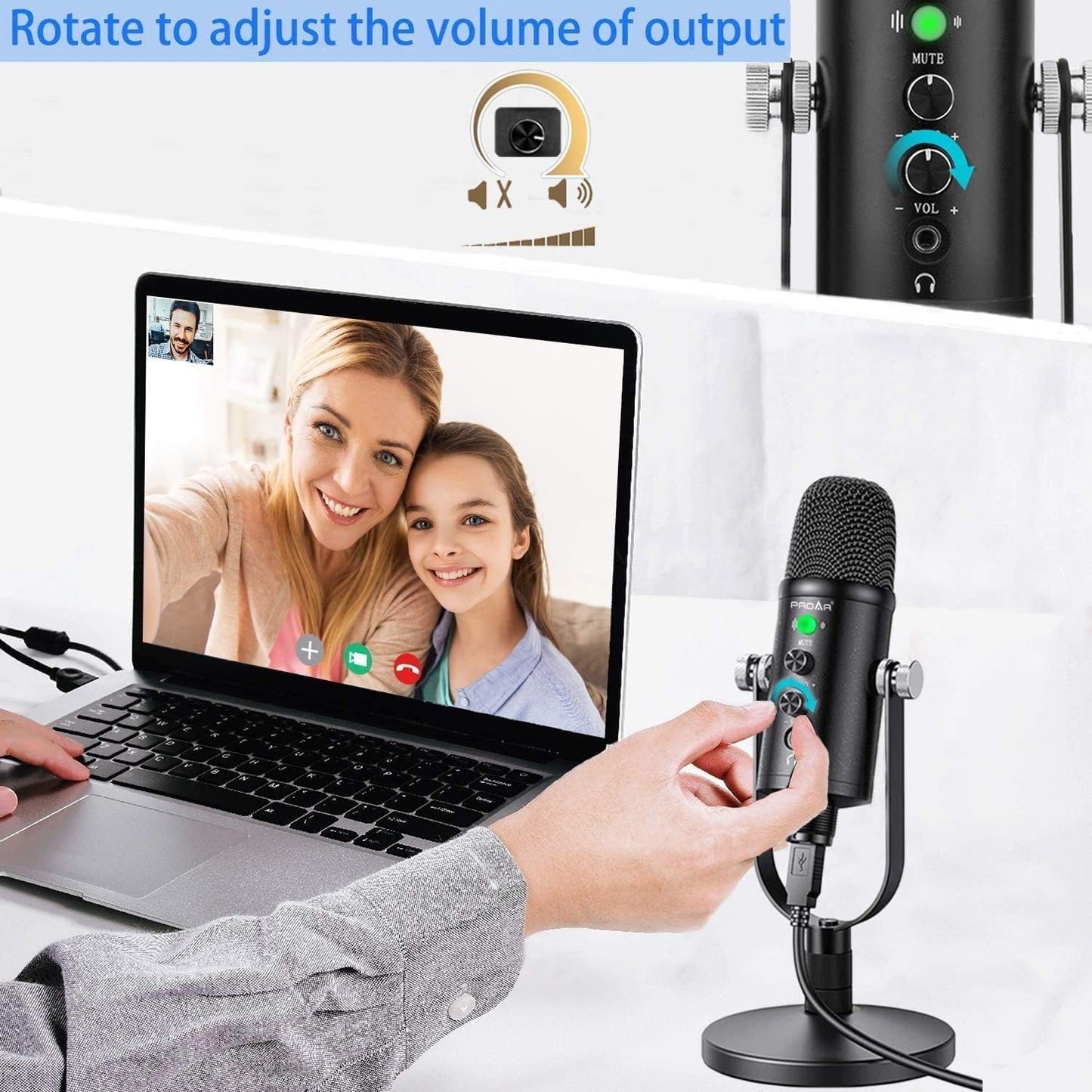 Microphone for Podcast, USB Microphone Kit for Phone, PC/Micro/Mac/Android,Professional Plug&Play Studio Mic with Stand for Gaming, Online Chatting, Videos, Voice Overs, Streaming