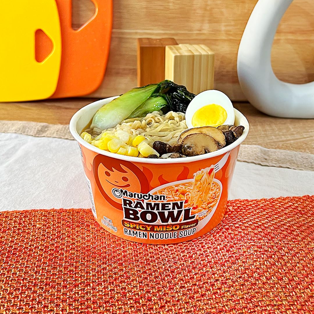 Maruchan Bowl Spicy Miso, Microwaveable Ramen Soup Mix, 3.38 Oz, 6 Count