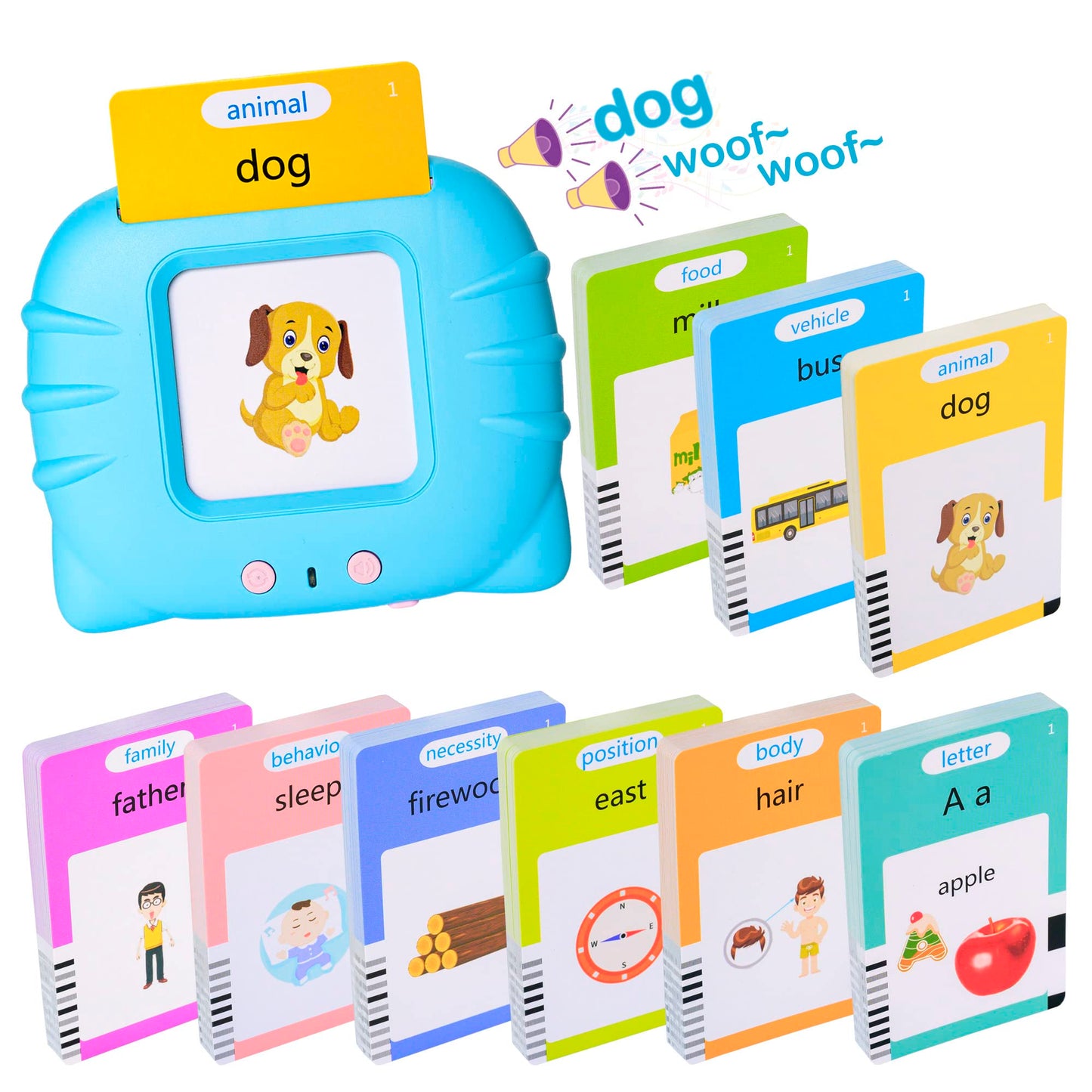 510 Talking Flash Cards for Kids 2-4 - Pocket Speech Therapy Toys for Autism, Montessori Learning