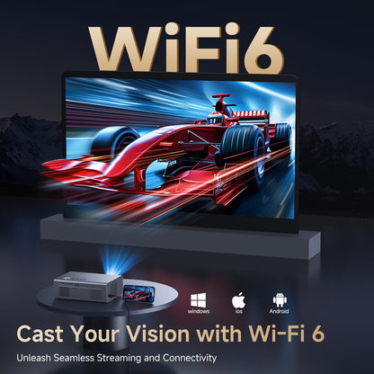 4K Projector with Netflix& Dolby Audio, 1200ANSI Auto Focus&6D Keystone Kogata Smart Projector with Built in Apps Outdoor Movie Proyector with WiFi 6 Bluetooth for Home Theater UPGRADE
