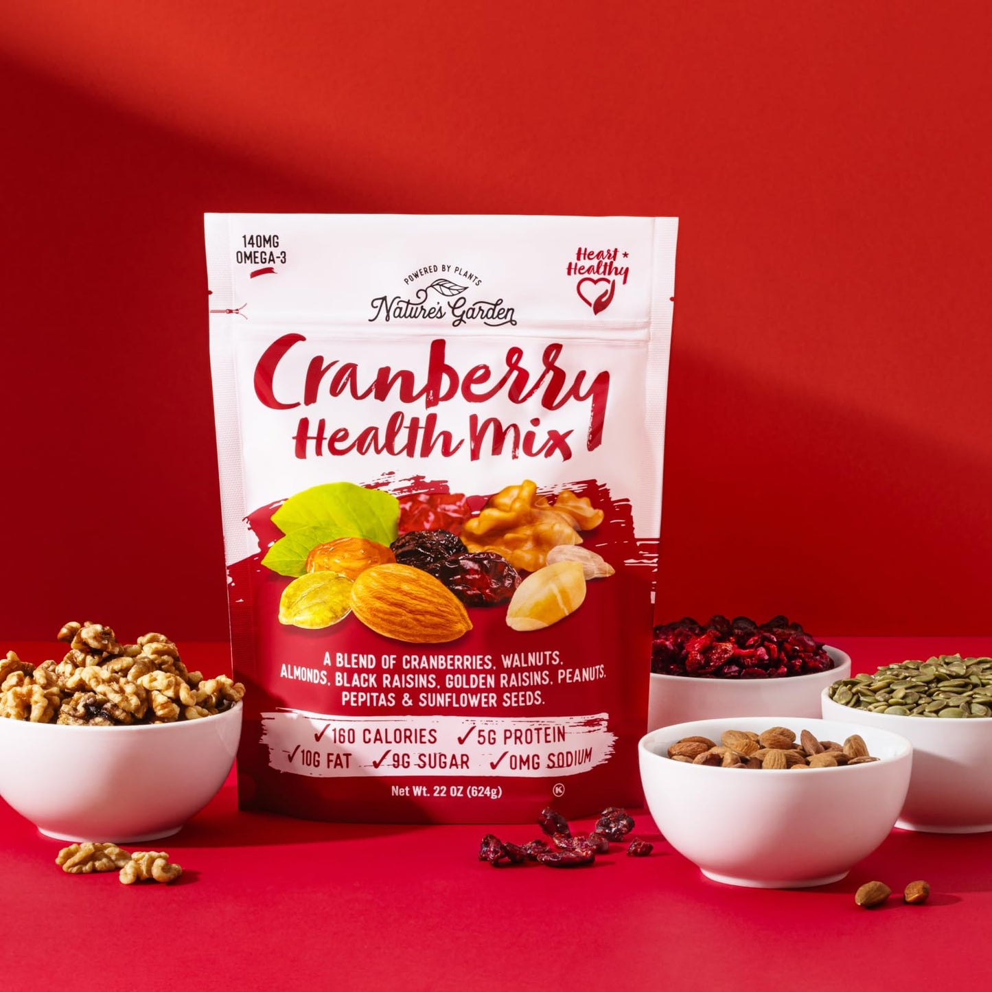 Nature's Garden Cranberry Health Mix – Power Up, Heart Healthy, Gluten Free, Antioxidant Rich, Cholesterol Free, Sodium Free, No Artificial Ingredients – 22 Oz Bag (Pack of 1)