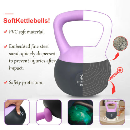 Primasole Soft Kettlebell Shook Resistance base. Anti Slip hand Kettlebell weights for Home workout anti-impact Kettlebells dumbbells for strength and safety.
