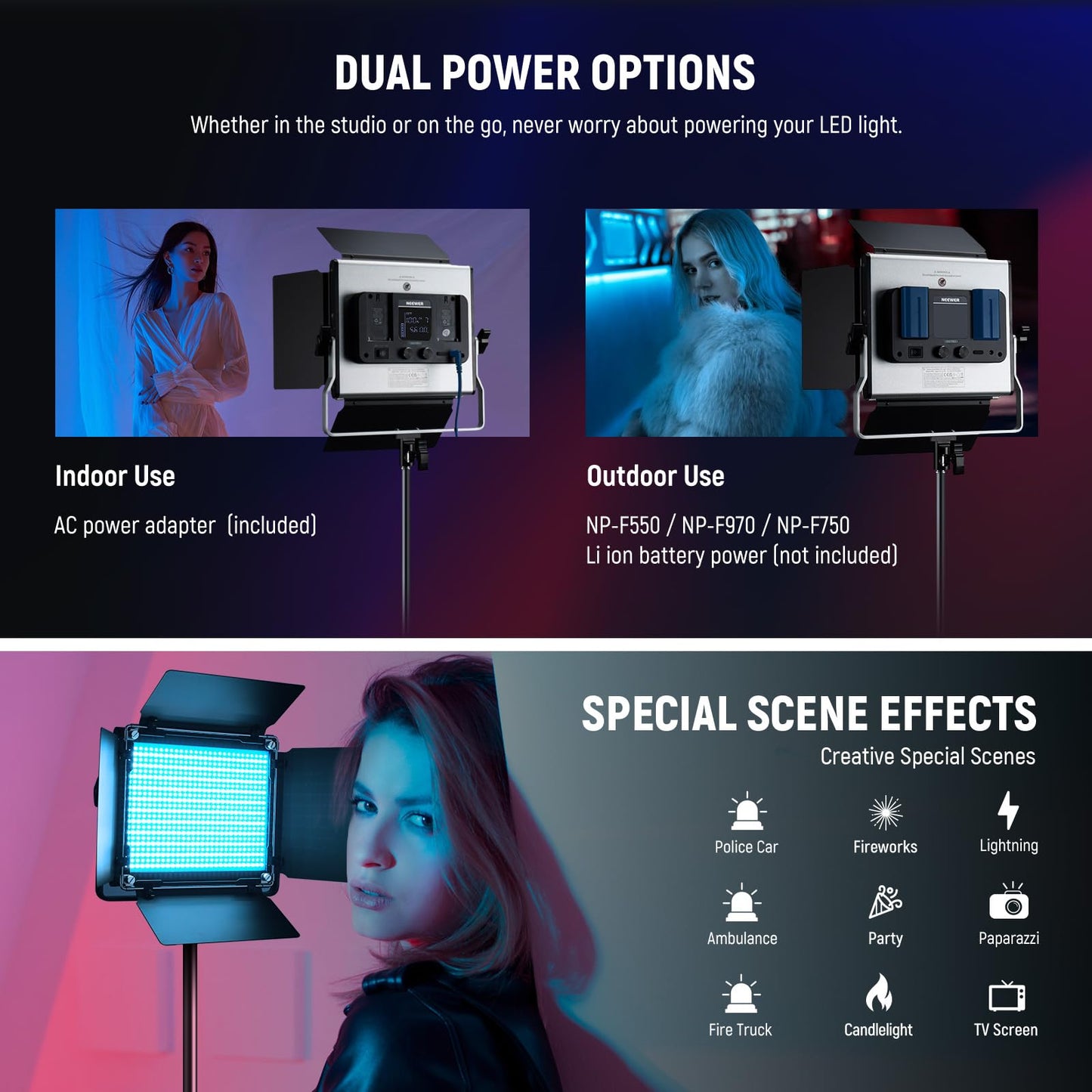 NEEWER Upgraded RGB LED Studio Video Light with Tripod Stand, App Control 50W 7000Lx CRI97+ 3200-5600K Dimmable Panel Key Lighting Kit for Game Streaming YouTube Recording Photography, RGB660 PRO II