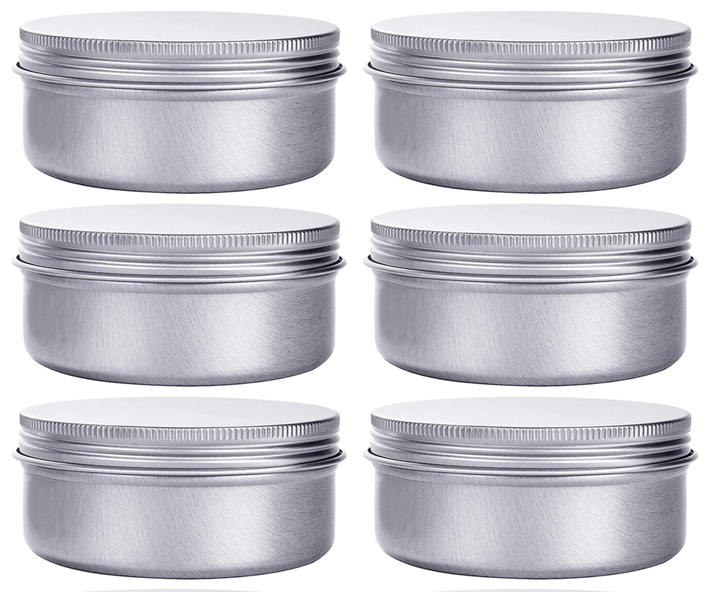 6 Ounce Aluminum Cans 180 mL Screw Lid Metal Storage Tins Containers for Storing Spices, Candies, Lip Balm, Candles, 6 Pcs.