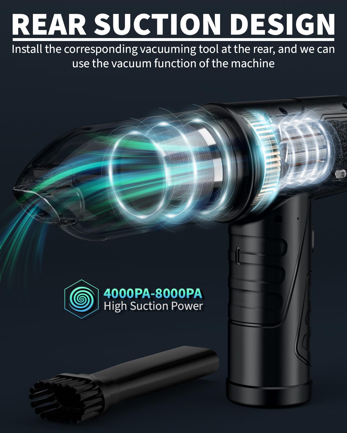 Powerful Compressed Air Duster for Deep Cleaning-Replace Compressed Air Can-No Canned Air Duster-Keyboard Cleaner-PC Cleaning-Rechargeable-3-Speeds-95000RPM Cordless Air Blower-Car Duster 8000mAh