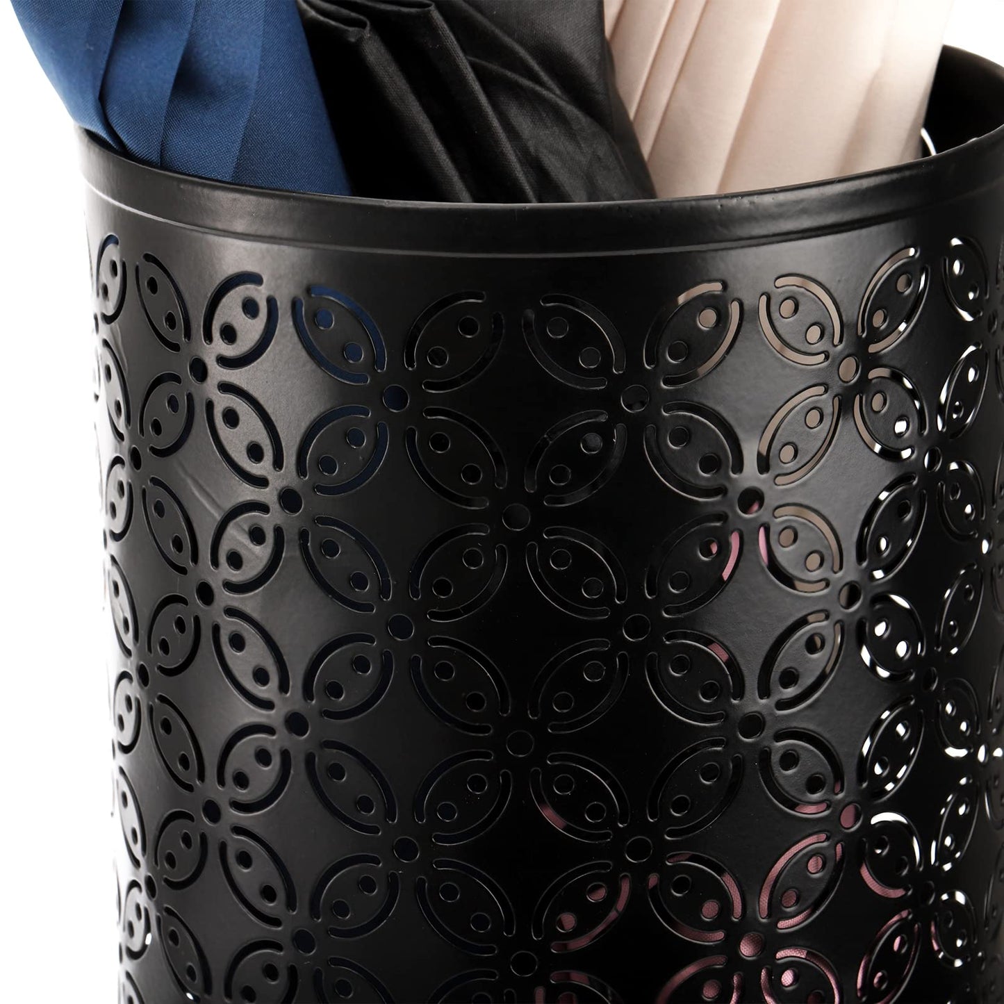 Hacaroa Metal Round Umbrella Stand Rack, Free Standing Umbrella Holder Bin, Canes Walking Sticks Holder for Entryway, Home, Office, Black