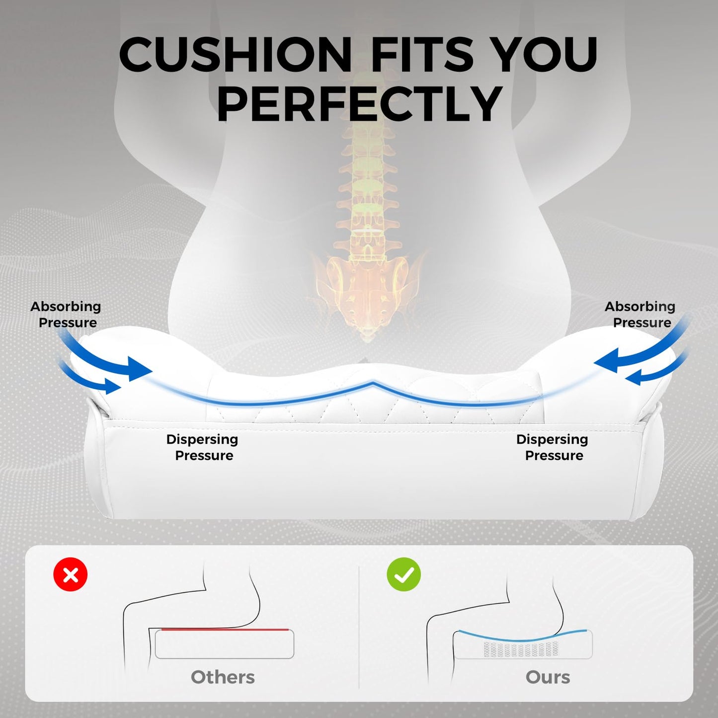 GTRACING Gaming Chair,Office Chair with Pocket Spring Lumbar Support, Ergonomic Comfortable Wide Office Desk Computer Chair with Outward Fixed Soft Armrests and Footrest,(PU Leather, White)