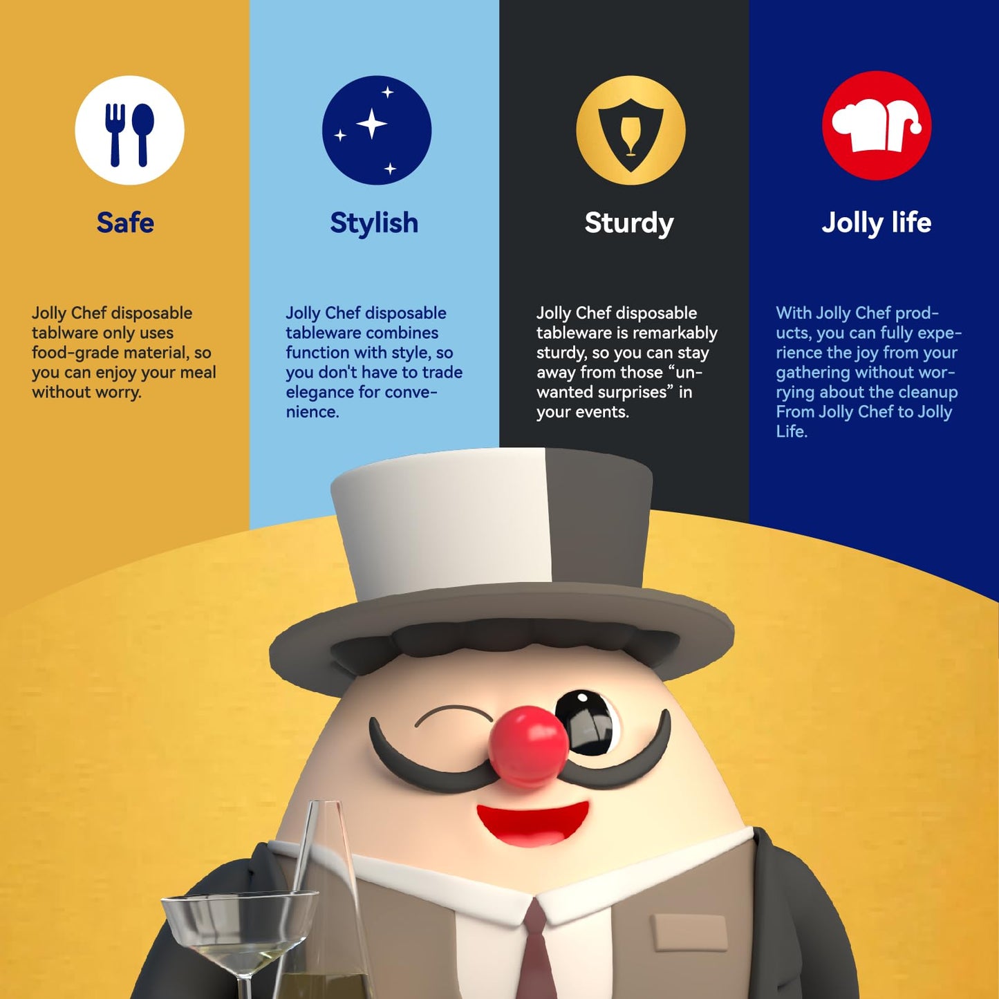 JOLLY CHEF 48 Pack Plastic Champagne Flutes, 9 oz Clear Stemless Champagne Flutes, Plastic Champagne Glasses with Golden Rim, Shatterproof Recyclable Mimosa Glasses for Party Wedding Birthday