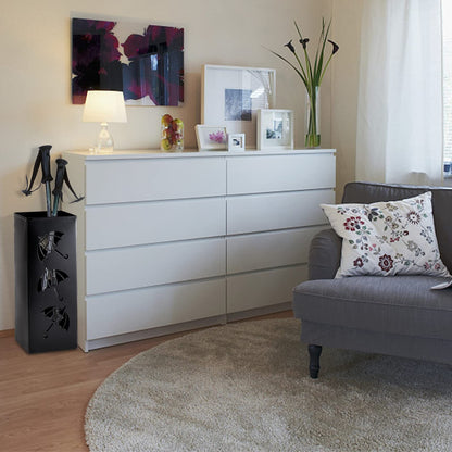 Okllen Metal Umbrella Holder, Square Umbrella Stand Rack for Entryway, 6.3" x 6.3" x 16.5", Black