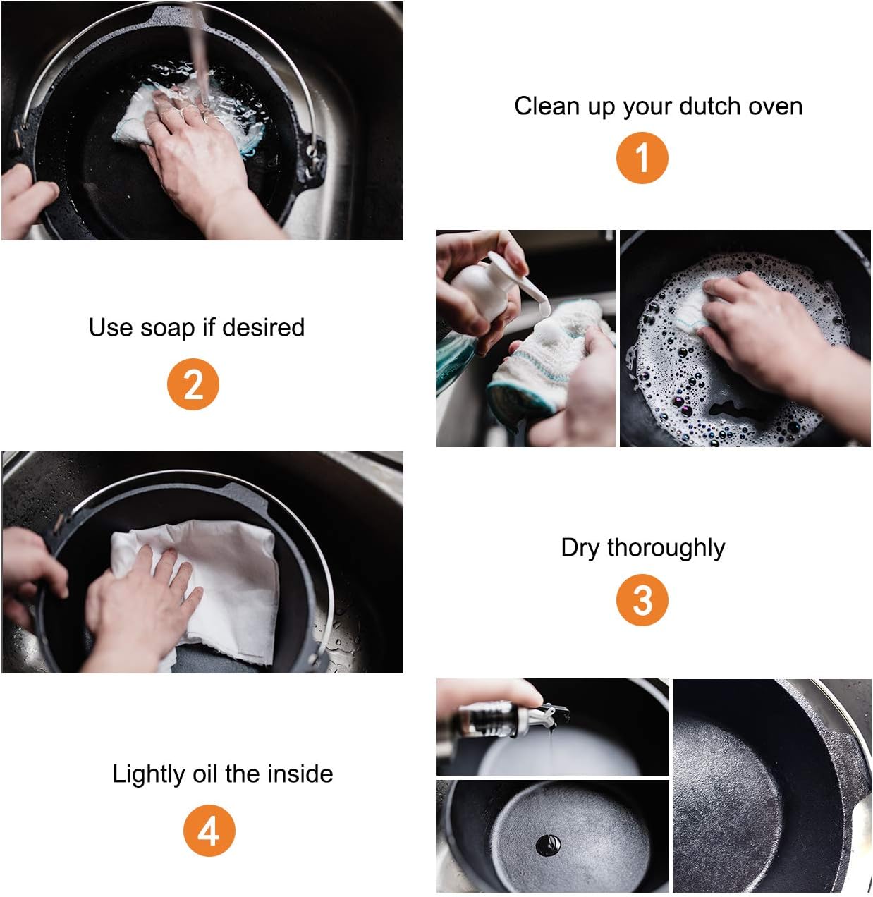 Overmont Camp Dutch Oven Pre Seasoned Cast Iron Lid Also a Skillet Casserole Pot with Lid Lifter for Camping Cooking BBQ Baking 6QT(Pot+Lid)