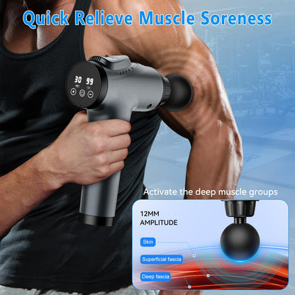 Massage Gun, Muscle Massage Gun for Athletes Handheld Electric Deep Tissue Back Massager, Percussion Massage Device for Pain Relief with 30 Speed Levels 9 Heads