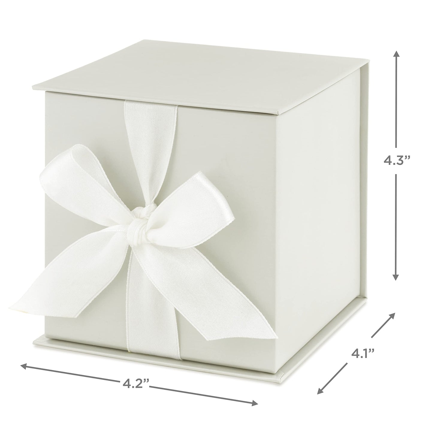 Hallmark Small Gift Box with Bow and Shredded Paper Fill (Grey White 4 inch Gift Box) for Weddings, Bridal Showers, Graduations, Birthdays, Bridesmaids Gifts, All Occasion