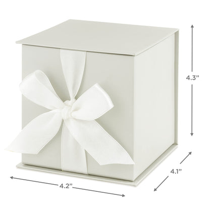 Hallmark Small Gift Box with Bow and Shredded Paper Fill (Grey White 4 inch Gift Box) for Weddings, Bridal Showers, Graduations, Birthdays, Bridesmaids Gifts, All Occasion