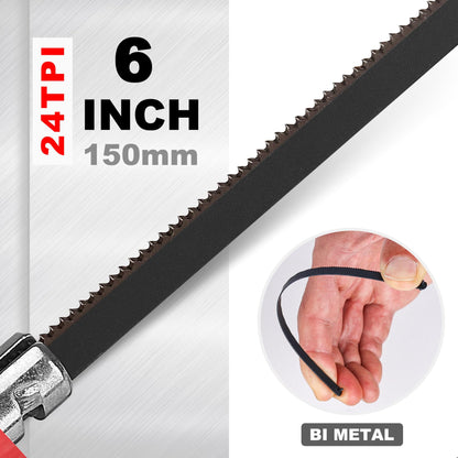 HAUTMEC Mini Hacksaw with Miter Box Set, 6" Hack Saw with Adjustable Cutting Angles & 6 Bi-Metal Blades, Compact Hand Saw for Wood, Metal, Plastic, Crafts, and DIY – HT0262