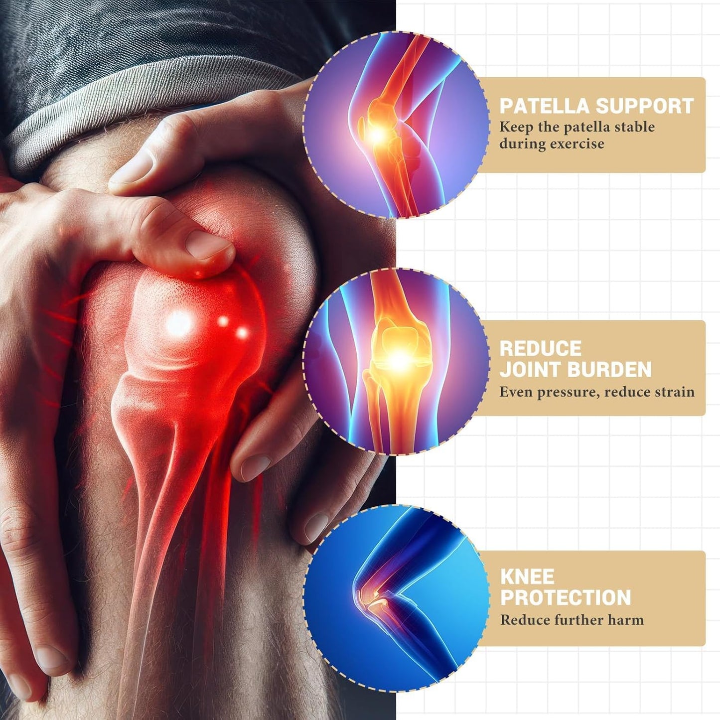 LYYHMAY Patellar Tendon Support Strap, Knee Pain Relief & Patella Stabilizer Knee Strap Brace Support for Hiking, Soccer, Basketball, Running, Jumpers Knee, Tennis, Volleyball & Squats (Dark Black)