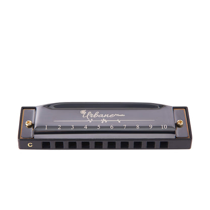 Harmonica 10 Holes 20 Tunes Mouth Organ Blues Deluxe Harmonica, Key of C for Beginner, Adults, Kids Gift, Black