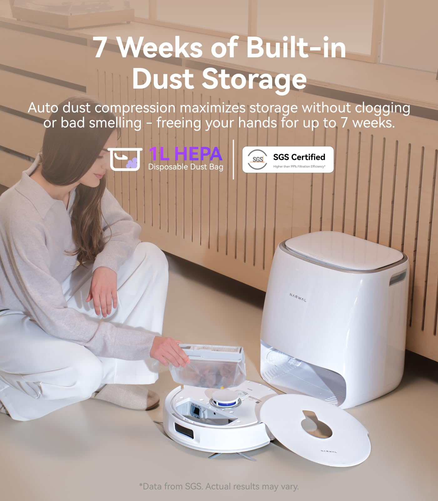 NARWAL Freo Pro Robot Vacuum and Mop Combo, Tangle Free Robot Mop, 8500Pa Powerful Suction, Self-Emptying, Auto Mop Washing, Auto Drying, Obstacle Avoidance, Ideal for Pet Hair and Hard Floor